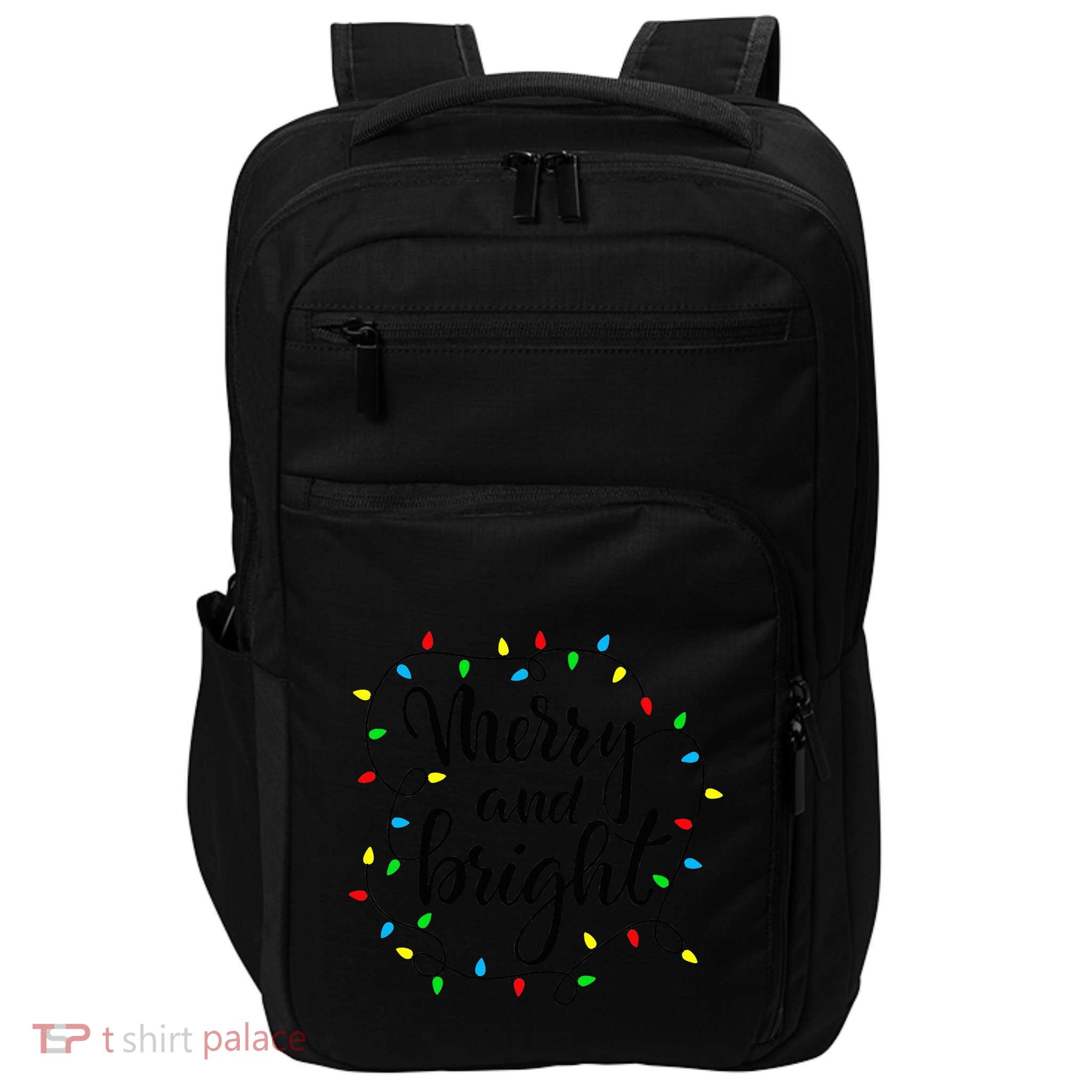 Merry and bright christmas family pajamas matching  Impact Tech Backpack