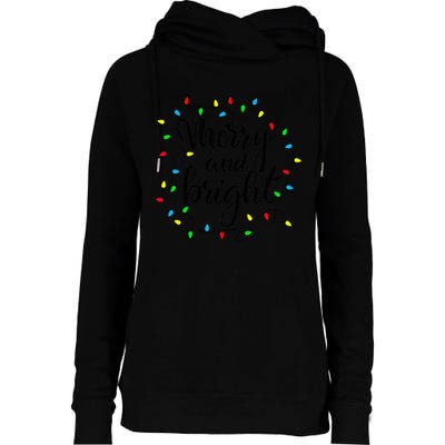 Merry and bright christmas family pajamas matching  Womens Funnel Neck Pullover Hood