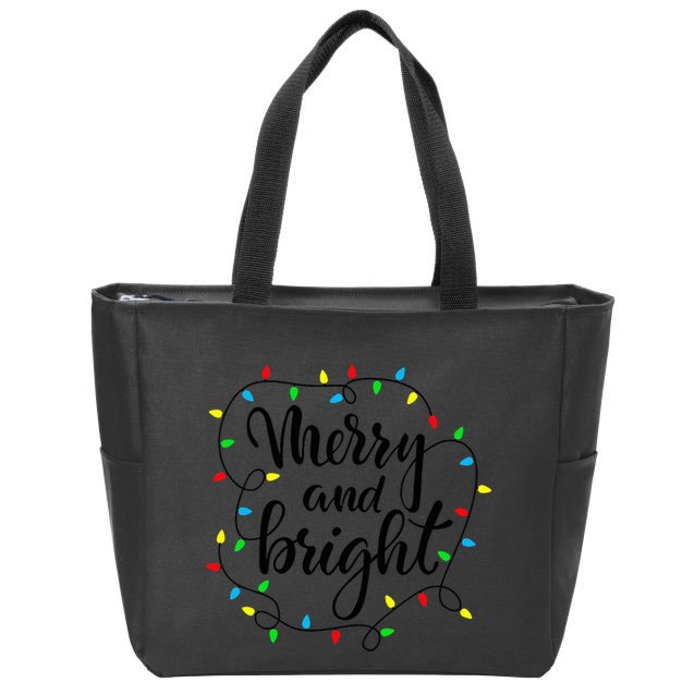 Merry and bright christmas family pajamas matching  Zip Tote Bag