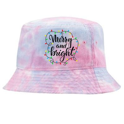 Merry and bright christmas family pajamas matching  Tie-Dyed Bucket Hat