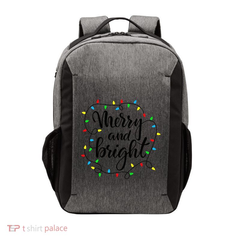 Merry and bright christmas family pajamas matching  Vector Backpack