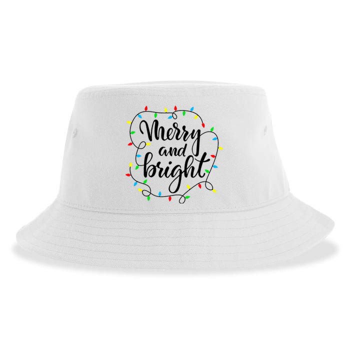 Merry and bright christmas family pajamas matching  Sustainable Bucket Hat