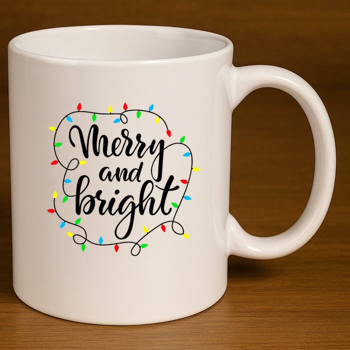 Merry and bright christmas family pajamas matching  11oz C Handle Ceramic Mug