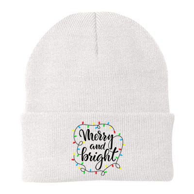 Merry and bright christmas family pajamas matching  Knit Cap Winter Beanie