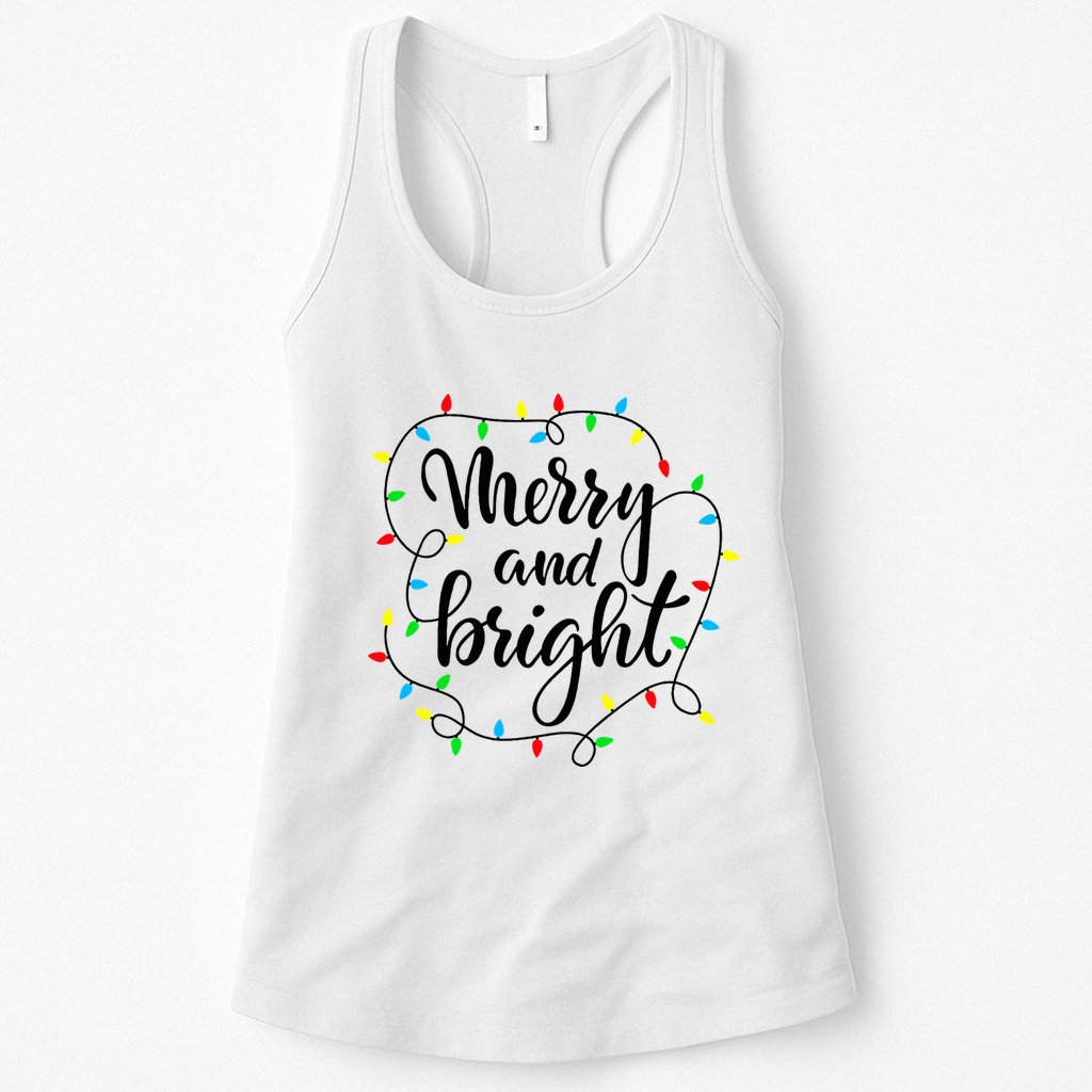 Merry and bright christmas family pajamas matching  Womens Tank Top