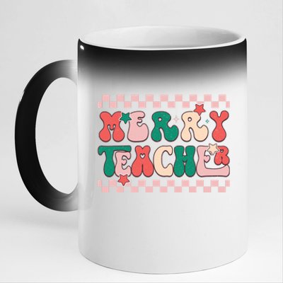 Merry And Bright Festive Graphic 11oz Black Color Changing Mug