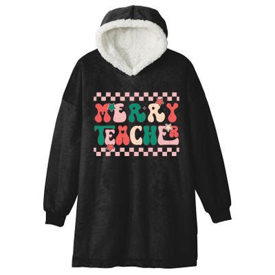 Merry And Bright Festive Graphic Hooded Wearable Blanket