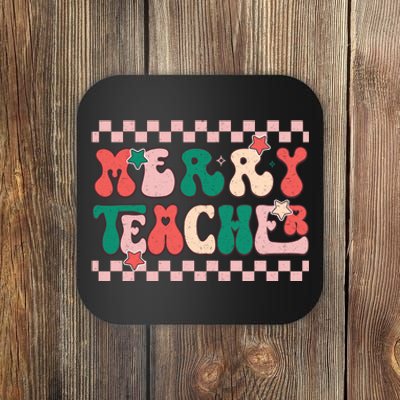 Merry And Bright Festive Graphic Coaster