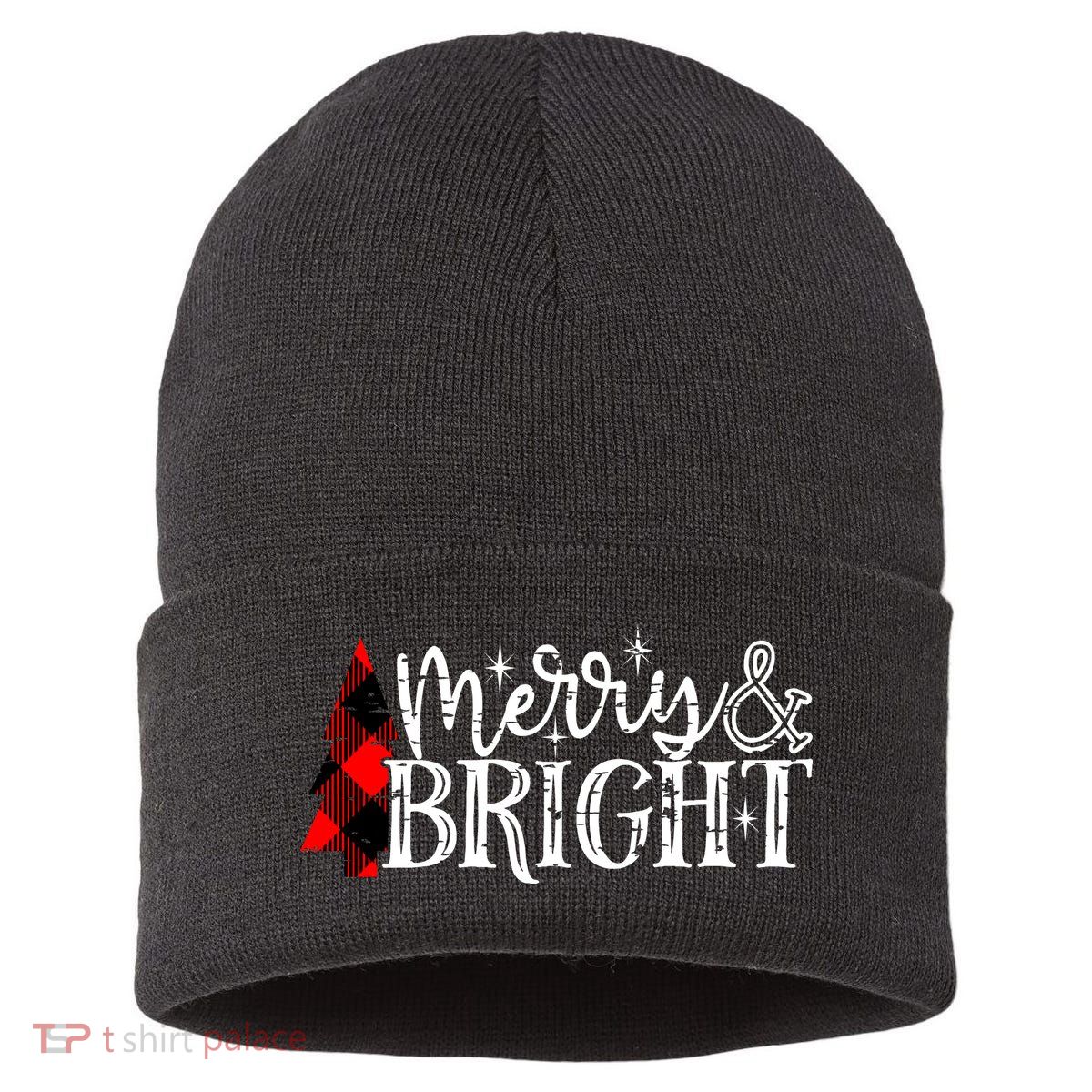 Merry And Bright Cute Christmas Gift Sustainable Knit Beanie