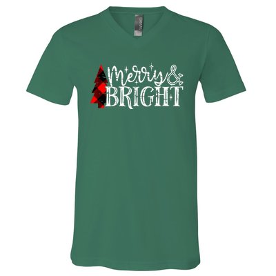 Merry And Bright Cute Christmas Gift V-Neck T-Shirt