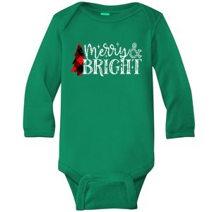 Merry And Bright Cute Christmas Gift Baby Long Sleeve Bodysuit