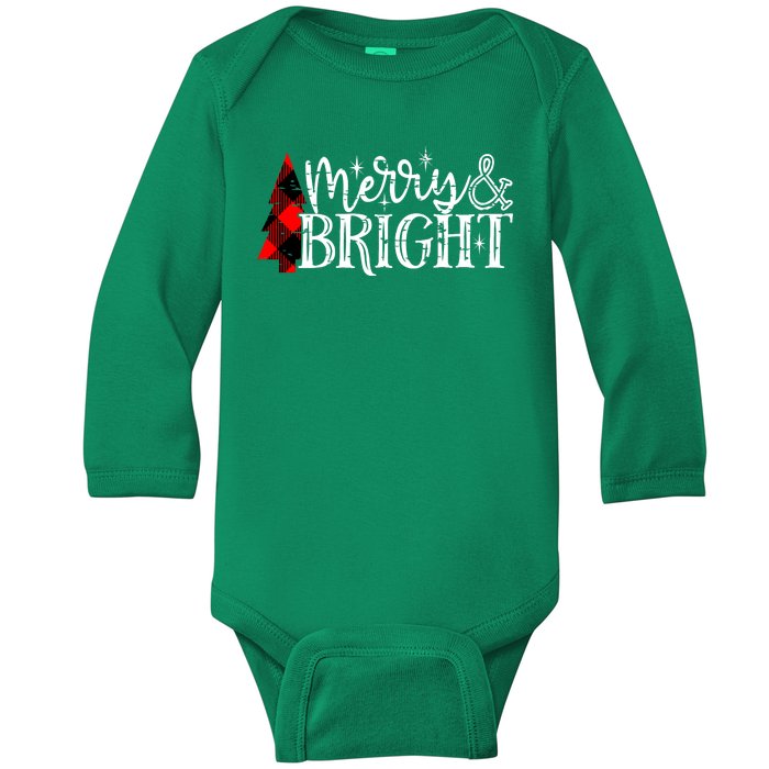 Merry And Bright Cute Christmas Gift Baby Long Sleeve Bodysuit