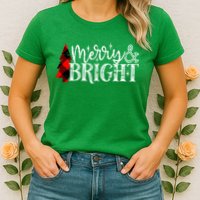 Merry And Bright Cute Christmas Gift Womens T-Shirt