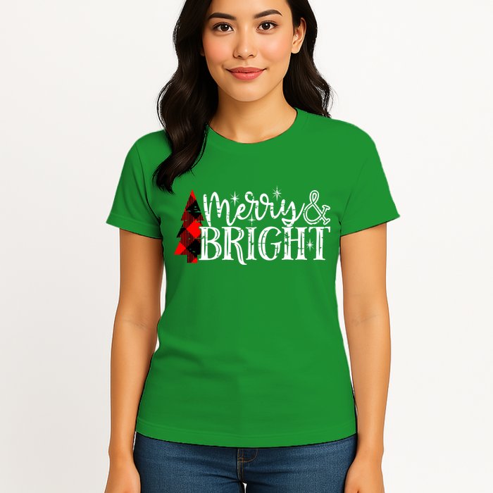 Merry And Bright Cute Christmas Gift Womens T-Shirt