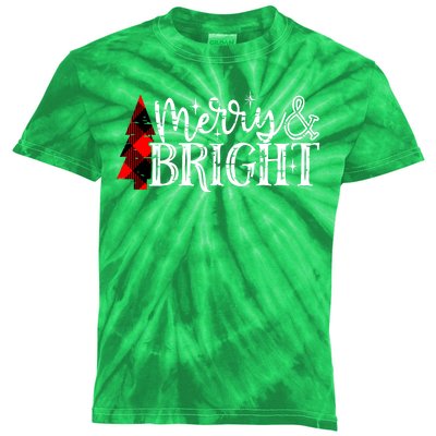 Merry And Bright Cute Christmas Gift Kids Tie-Dye T-Shirt