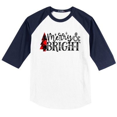 Merry And Bright Cute Christmas Gift Baseball Sleeve Shirt