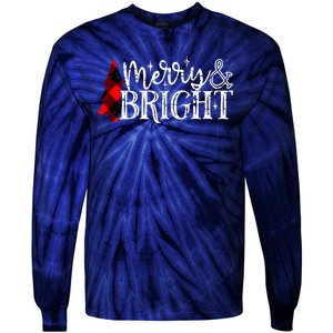 Merry And Bright Cute Christmas Gift Tie-Dye Long Sleeve Shirt