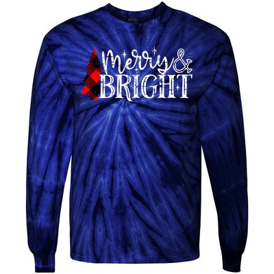 Merry And Bright Cute Christmas Gift Tie-Dye Long Sleeve Shirt