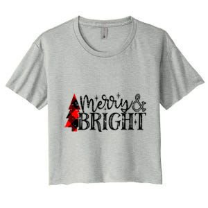 Merry And Bright Cute Christmas Gift Women's Crop Top Tee