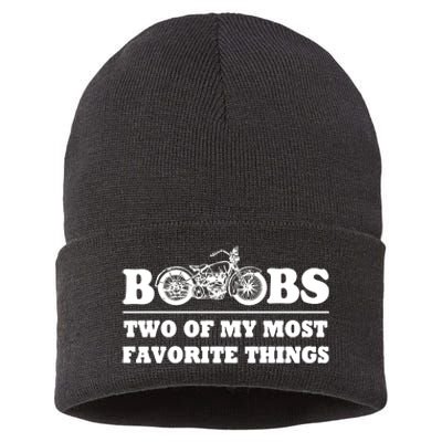 Motorcycles And Boobs Sustainable Knit Beanie