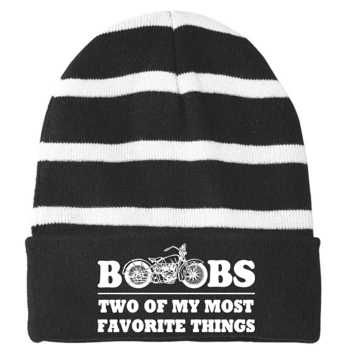 Motorcycles And Boobs Striped Beanie with Solid Band