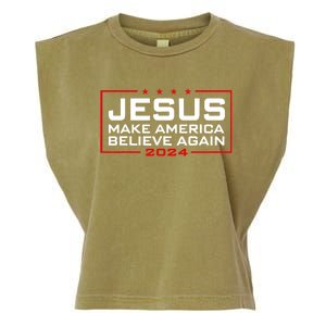 Make America Believe Again Jesus 2024 Garment-Dyed Women's Muscle Tee