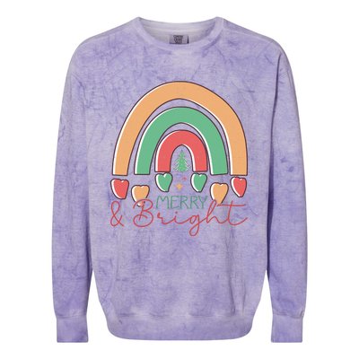 Merry And Bright Rainbow Holiday Graphic Colorblast Crewneck Sweatshirt