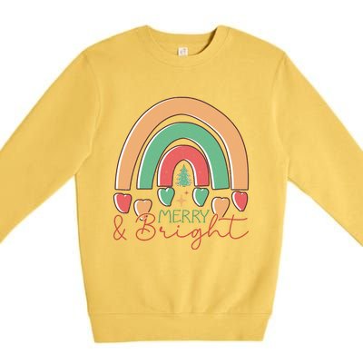 Merry And Bright Rainbow Holiday Graphic Premium Crewneck Sweatshirt