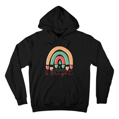 Merry And Bright Rainbow Holiday Graphic Hoodie