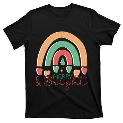 Merry And Bright Rainbow Holiday Graphic T-Shirt