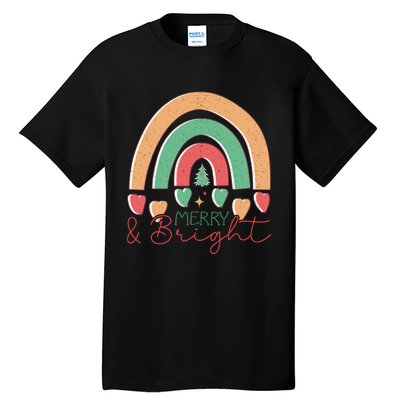 Merry And Bright Rainbow Holiday Graphic Tall T-Shirt