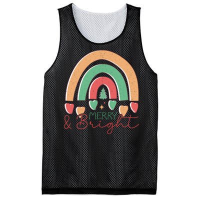 Merry And Bright Rainbow Holiday Graphic Mesh Reversible Basketball Jersey Tank