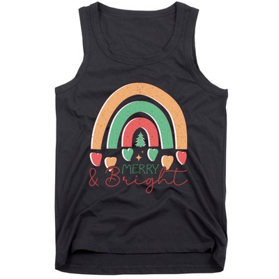 Merry And Bright Rainbow Holiday Graphic Tank Top