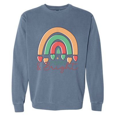 Merry And Bright Rainbow Holiday Graphic Garment-Dyed Sweatshirt