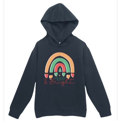 Merry And Bright Rainbow Holiday Graphic Urban Pullover Hoodie