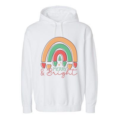 Merry And Bright Rainbow Holiday Graphic Garment-Dyed Fleece Hoodie