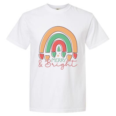 Merry And Bright Rainbow Holiday Graphic Garment-Dyed Heavyweight T-Shirt