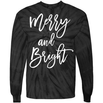 Merry And Bright Holiday Christmas Tie-Dye Long Sleeve Shirt