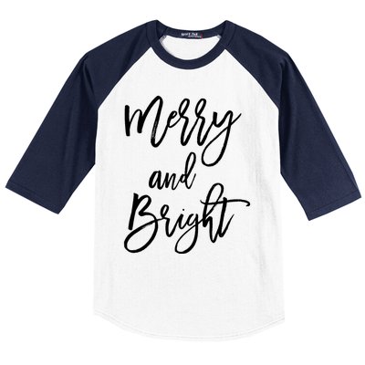 Merry And Bright Holiday Christmas Baseball Sleeve Shirt