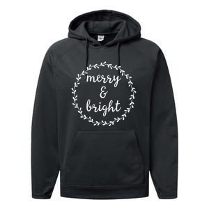 Merry And Bright Holly Christmas Jolly Festive Holly Performance Fleece Hoodie