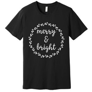 Merry And Bright Holly Christmas Jolly Festive Holly Premium T-Shirt