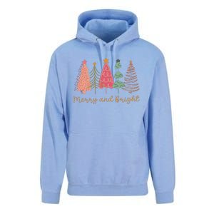 Merry And Bright Png Retro Christmas Tree Pink Unisex Surf Hoodie