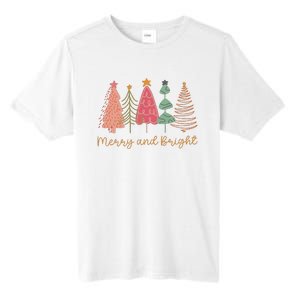 Merry And Bright Png Retro Christmas Tree Pink Tall Fusion ChromaSoft Performance T-Shirt