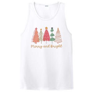 Merry And Bright Png Retro Christmas Tree Pink PosiCharge Competitor Tank