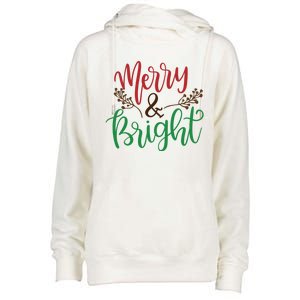 Merry And Bright Christmas Holiday Season Womens Funnel Neck Pullover Hood