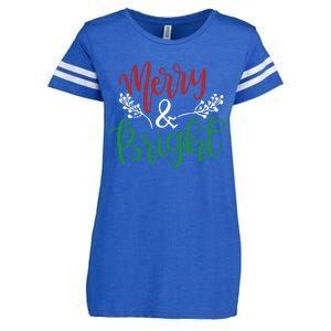 Merry And Bright Christmas Holiday Season Enza Ladies Jersey Football T-Shirt