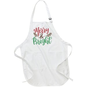 Merry And Bright Christmas Holiday Season Full-Length Apron With Pockets