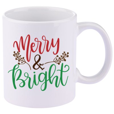 Merry And Bright Christmas Holiday Season 11oz C Handle Ceramic Mug