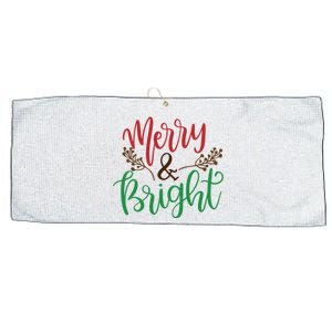 Merry And Bright Christmas Holiday Season Large Microfiber Waffle Golf Towel