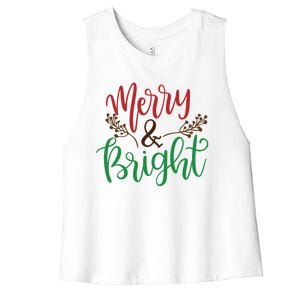 Merry And Bright Christmas Holiday Season Women's Racerback Cropped Tank